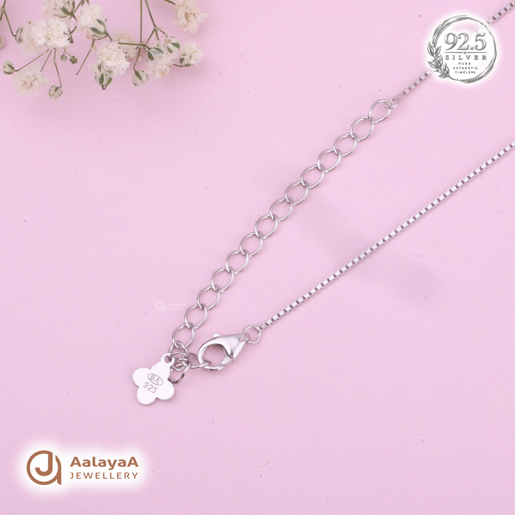 Silver Ruby Baguette Station Chain