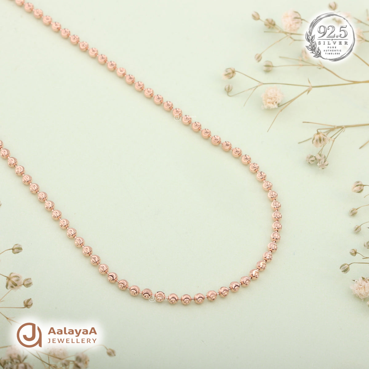 Silver Rosegold Spiral Round Bead Chain