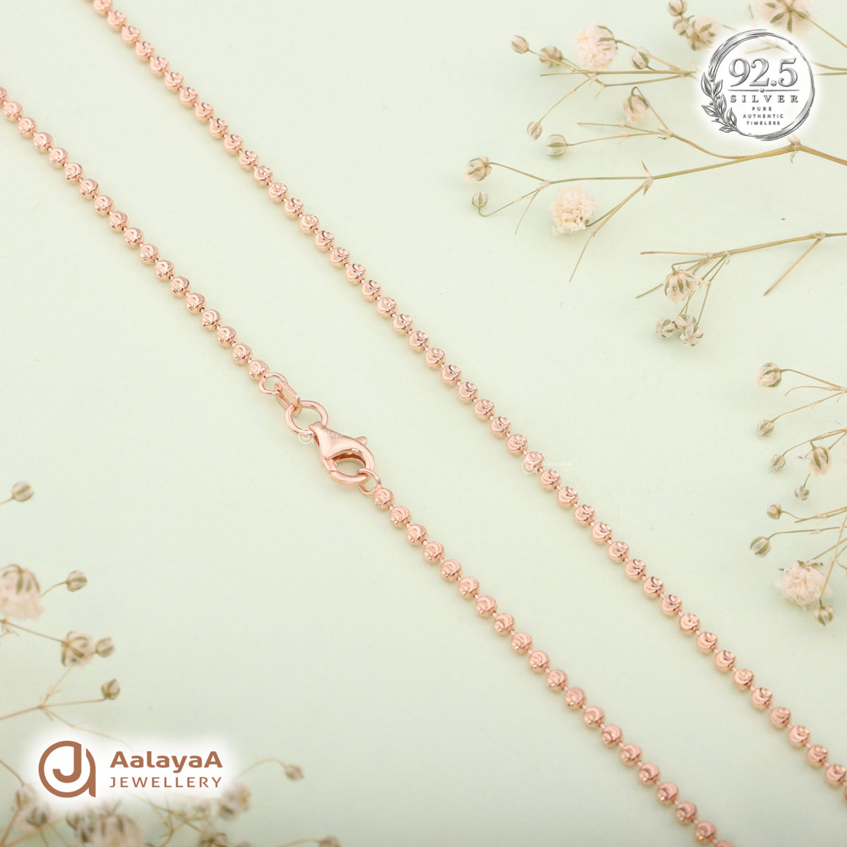 Silver Rosegold Spiral Round Bead Chain