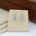 Baguette Floral Silver Drop Earrings