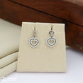 Double Heart Silver Drop Earrings