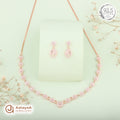 Silver Rose Gold Miraya Halo Necklace Set