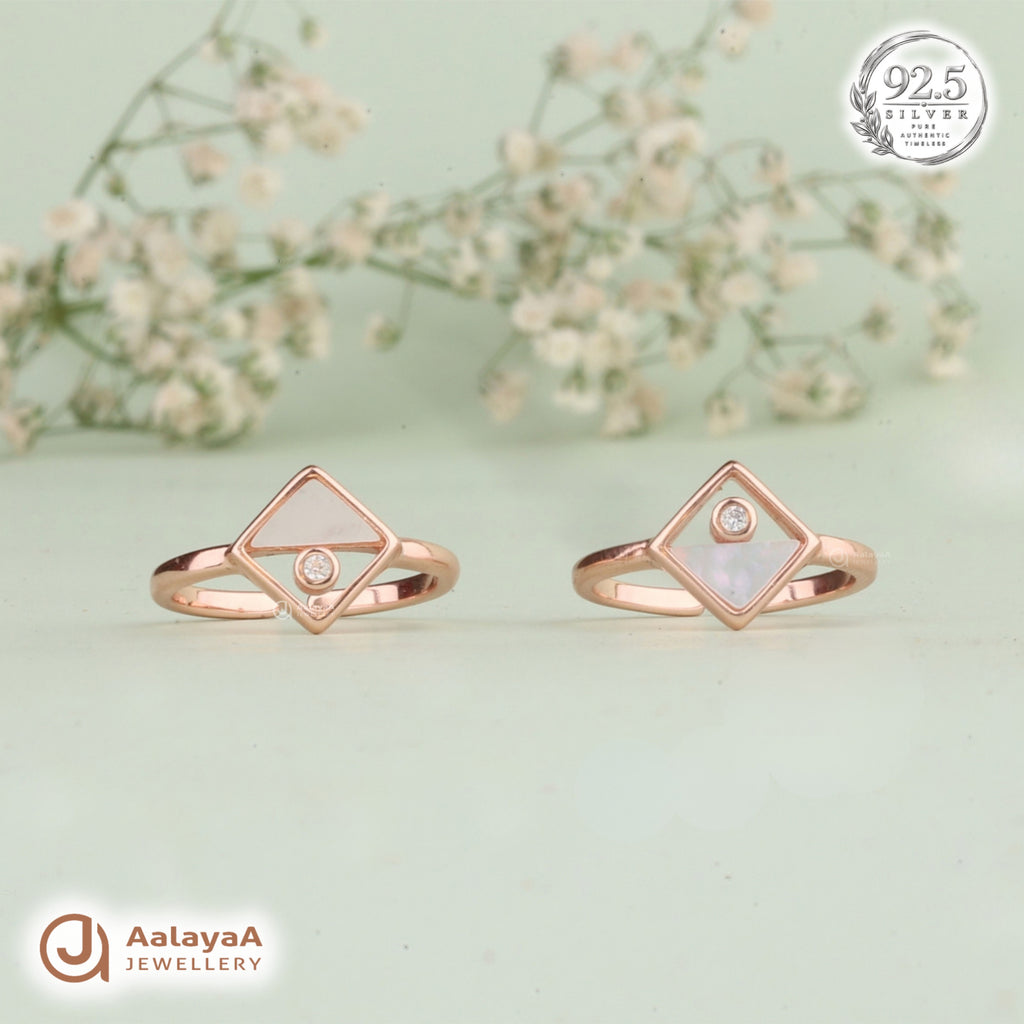 Silver RoseGold Diamond Geometry Toe Ring