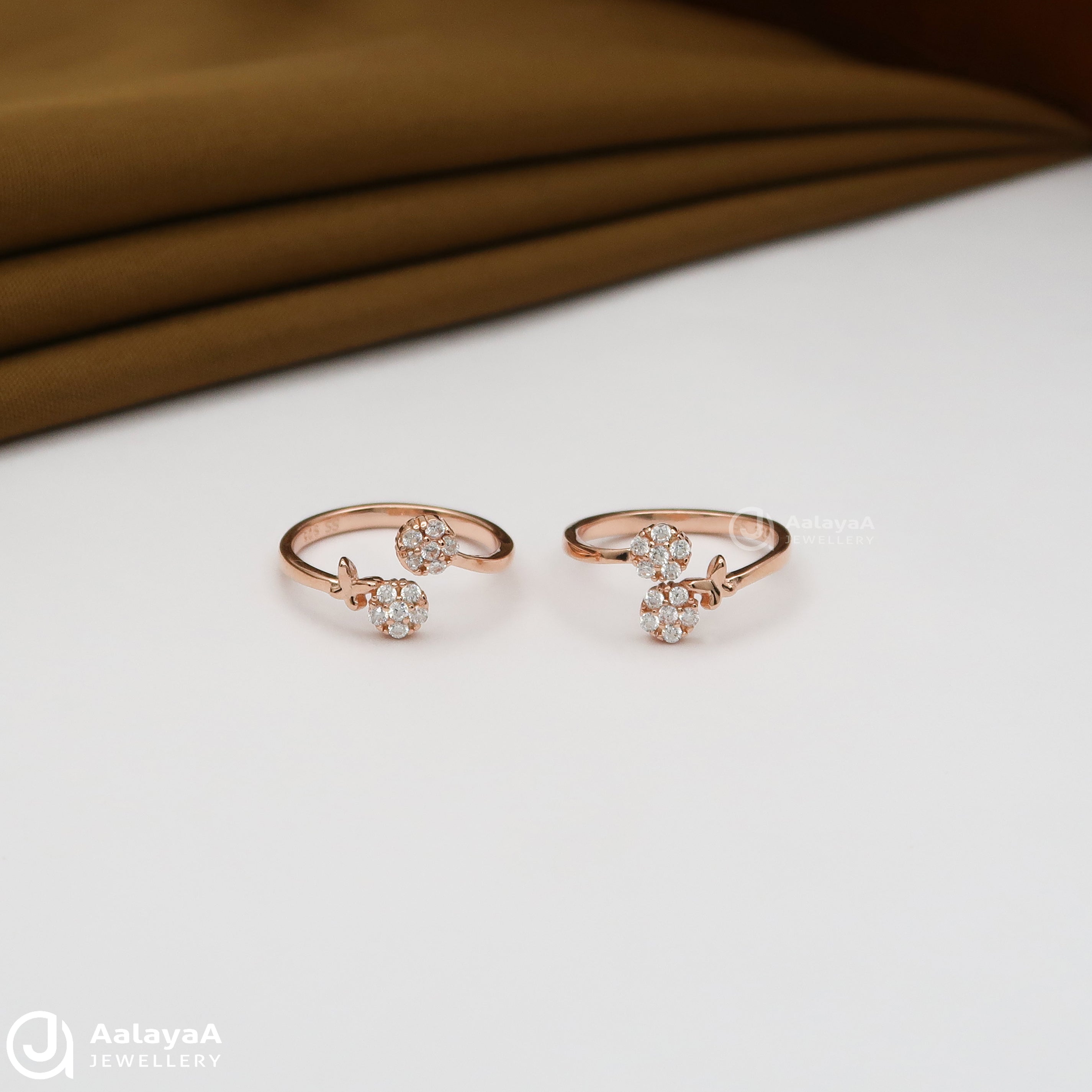 Silver Rose Gold Butterfly Bud Toe Ring