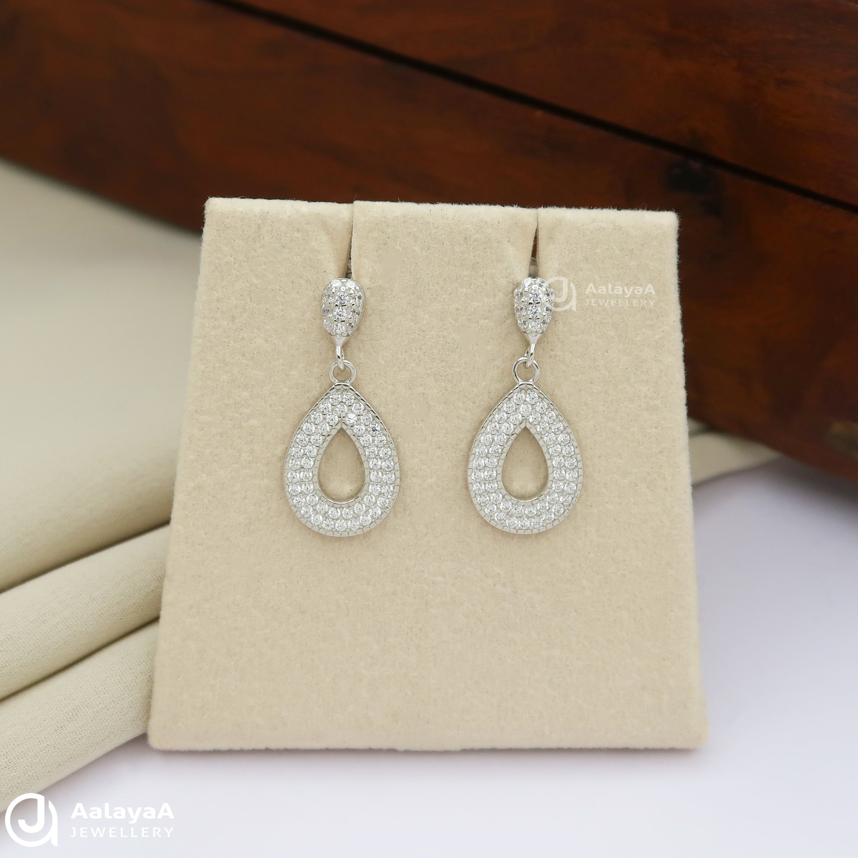 Crystal Drop Silver Earrings
