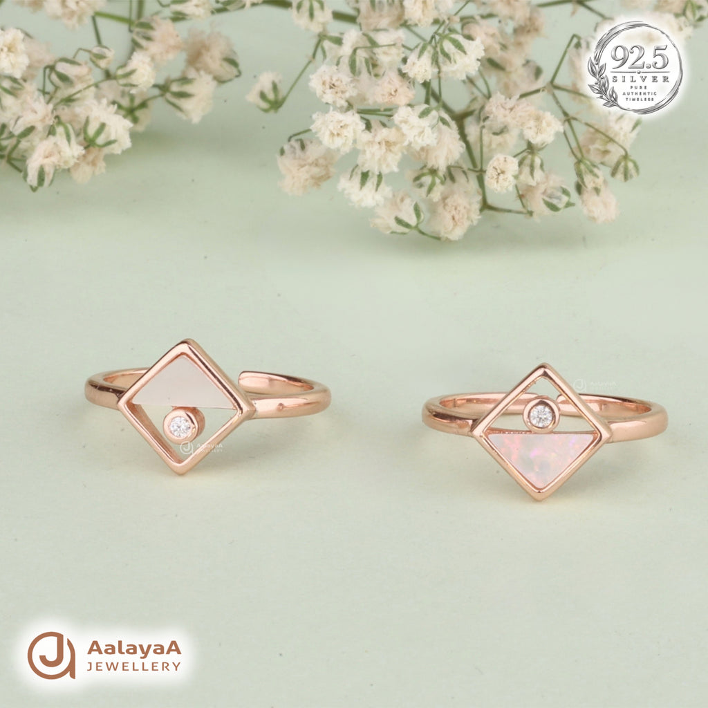 Silver RoseGold Diamond Geometry Toe Ring