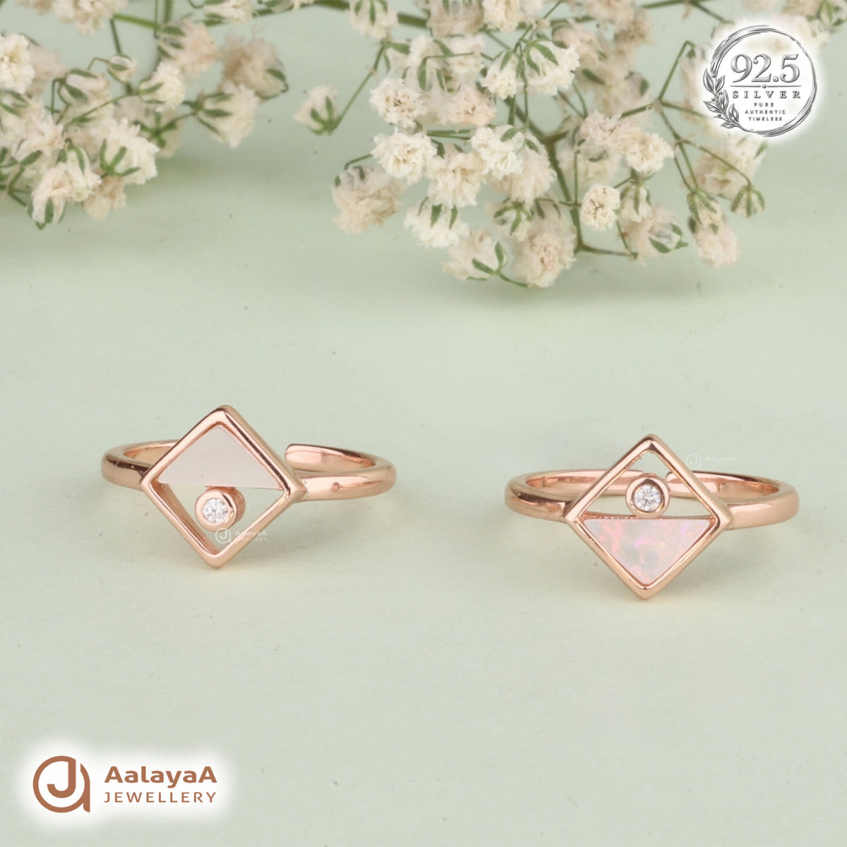 Silver RoseGold Diamond Geometry Toe Ring