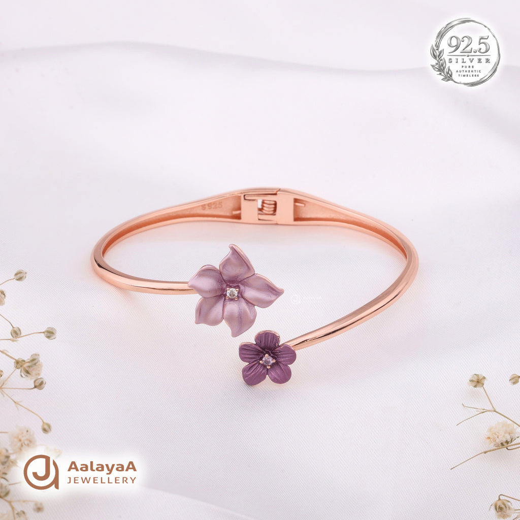 Silver Rosegold Purple Bloom Kada
