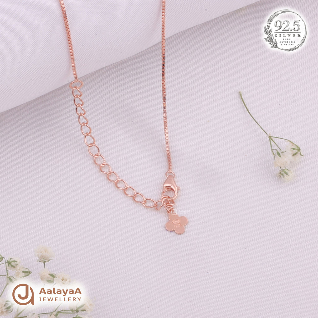 Silver RoseGold Angel Heart Chain Pendant