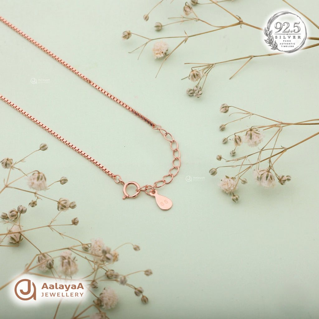 Silver Rosegold Linked Hearts Chain Pendant