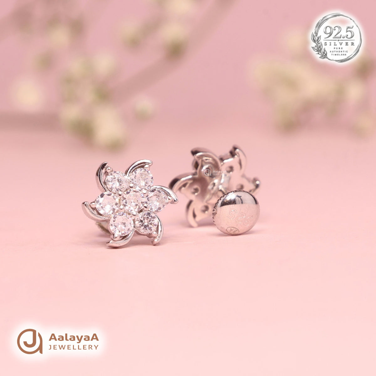 Silver Crystal Bloom Earring