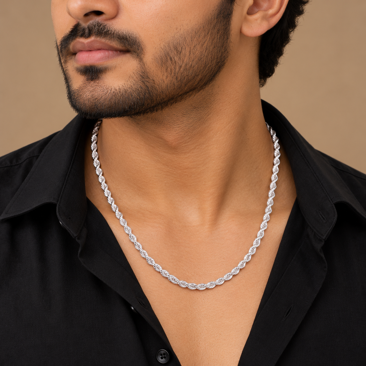 Vortex Rope Silver Men's Chain