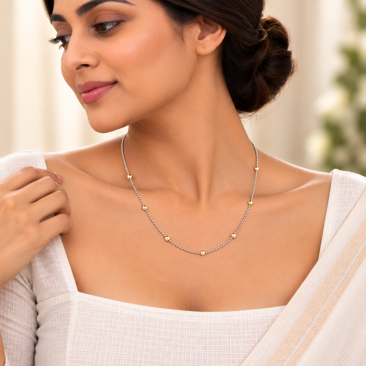Silver Rosegold Golden Orb Station Chain