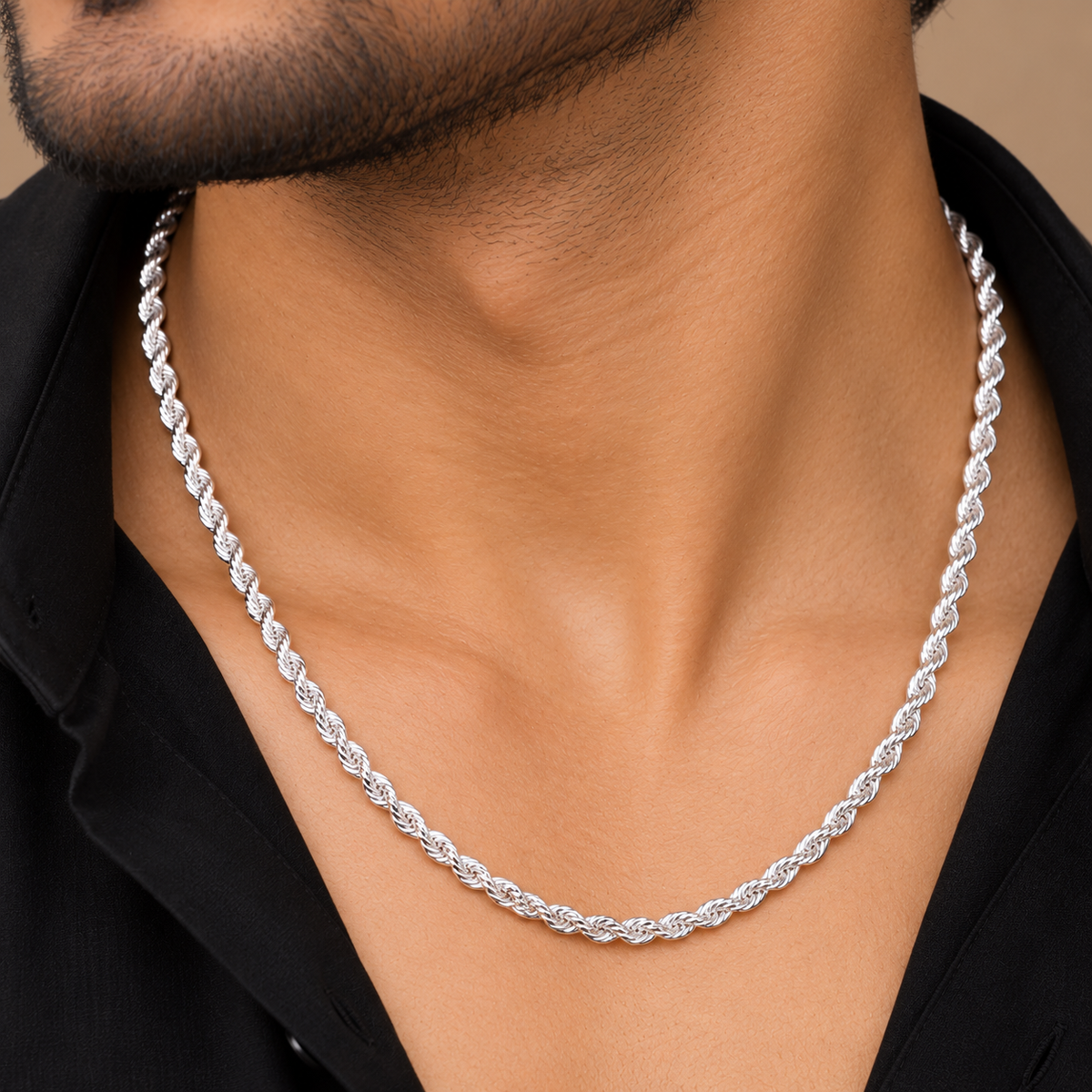 Vortex Rope Silver Men's Chain