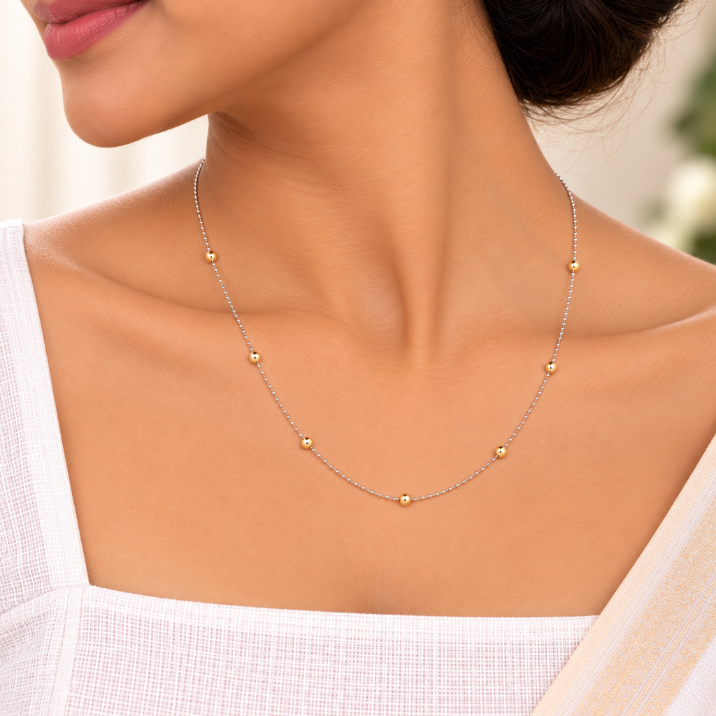 Silver Rosegold Golden Orb Station Chain