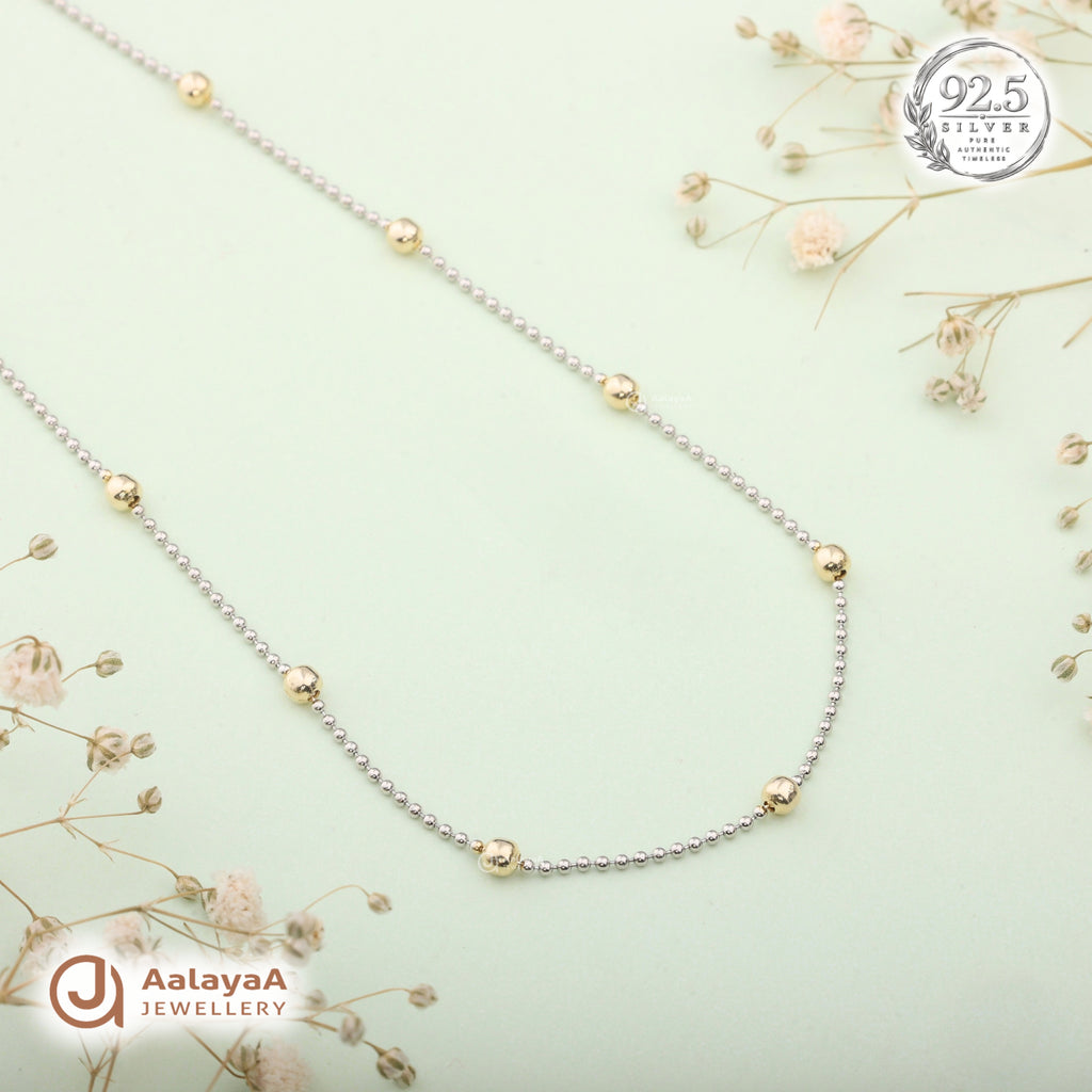 Silver Rosegold Golden Orb Station Chain