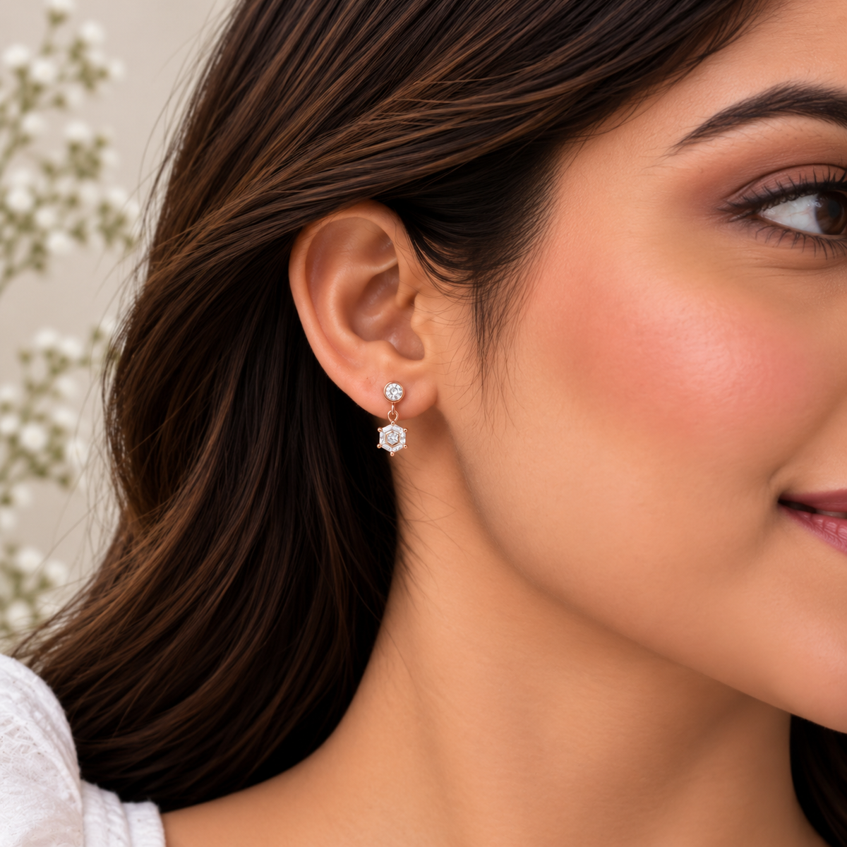 Silver RoseGold Celeste Crystal Necklace Set