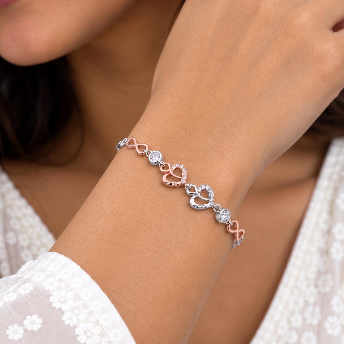 Silver Rosegold Infinity Love Bracelet