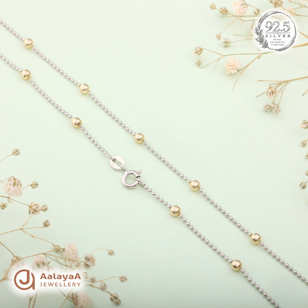 Silver Rosegold Golden Orb Station Chain