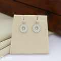 Circular CS Stone Silver Drop Earrings