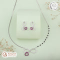 Silver Pink Infinity Heart Necklace Set