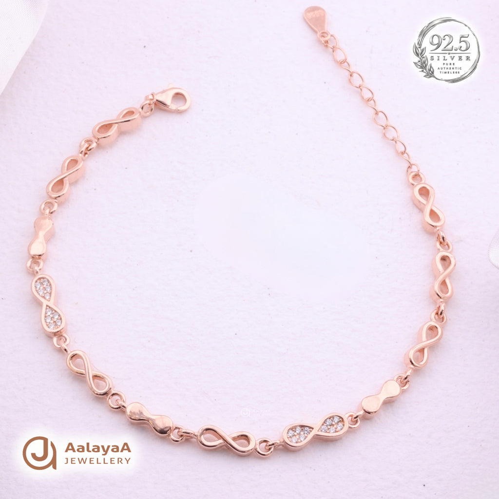Silver Rosegold Infinity Sparkle Bracelet