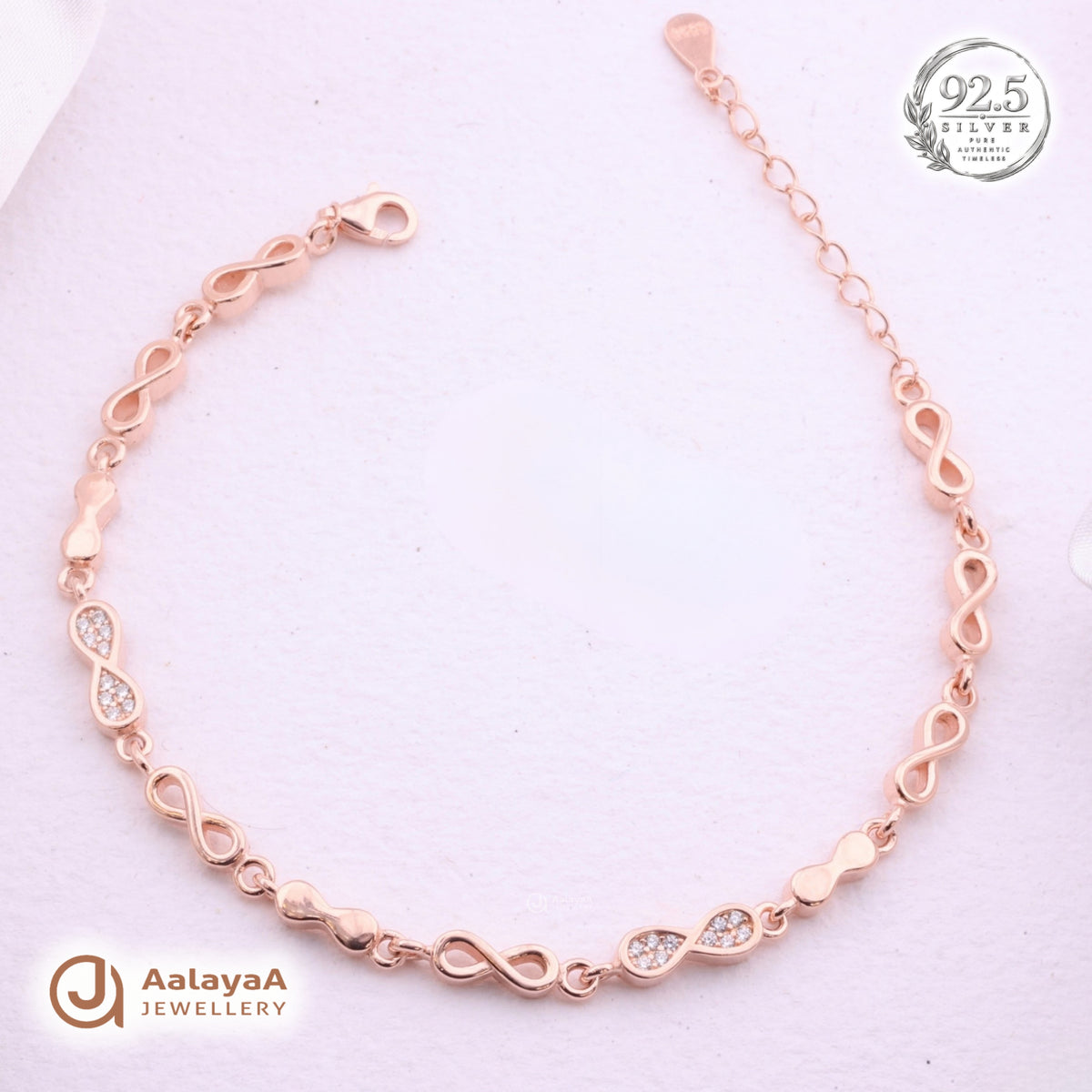 Silver Rosegold Infinity Sparkle Bracelet