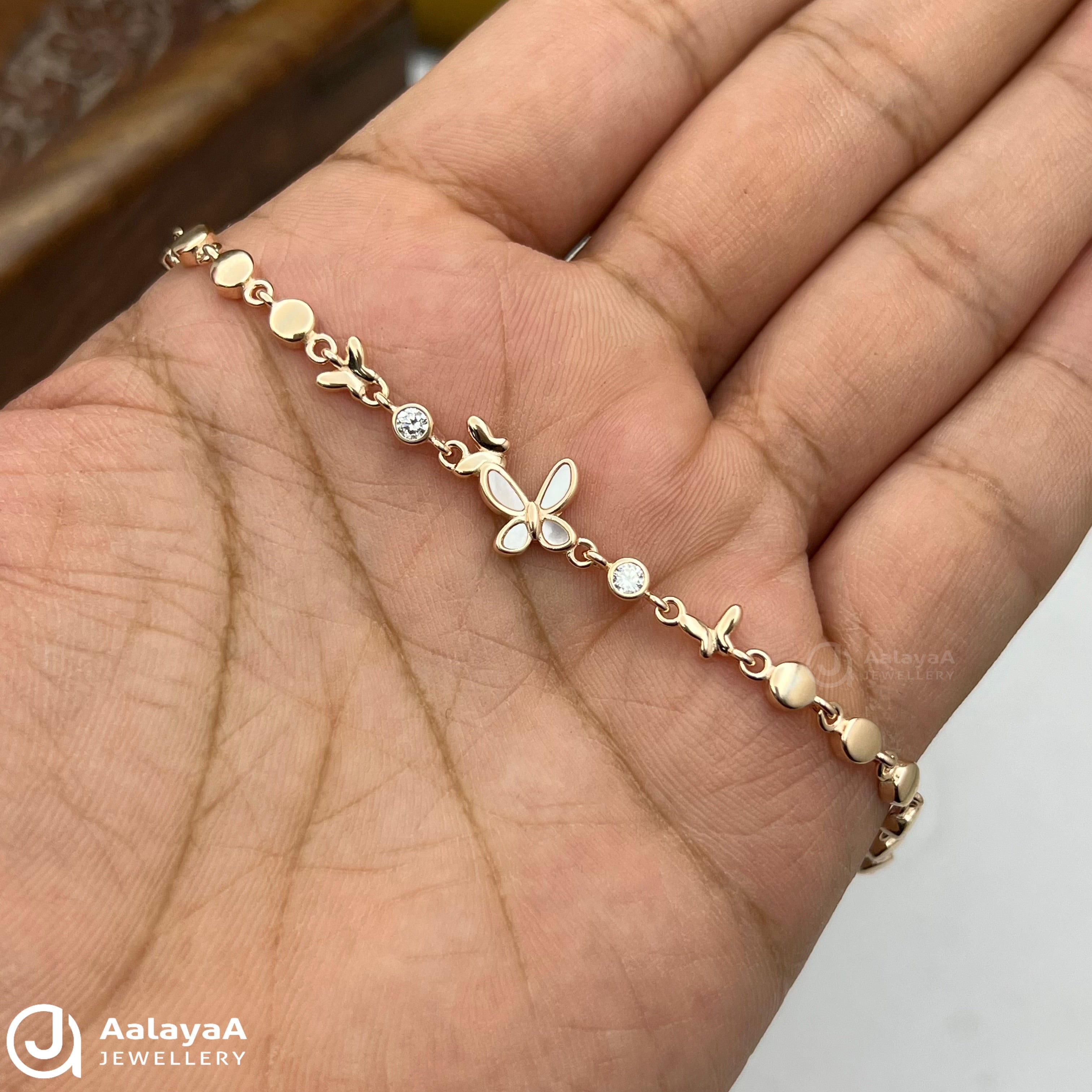 Silver Rosegold Butterfly with Stone Bracelet