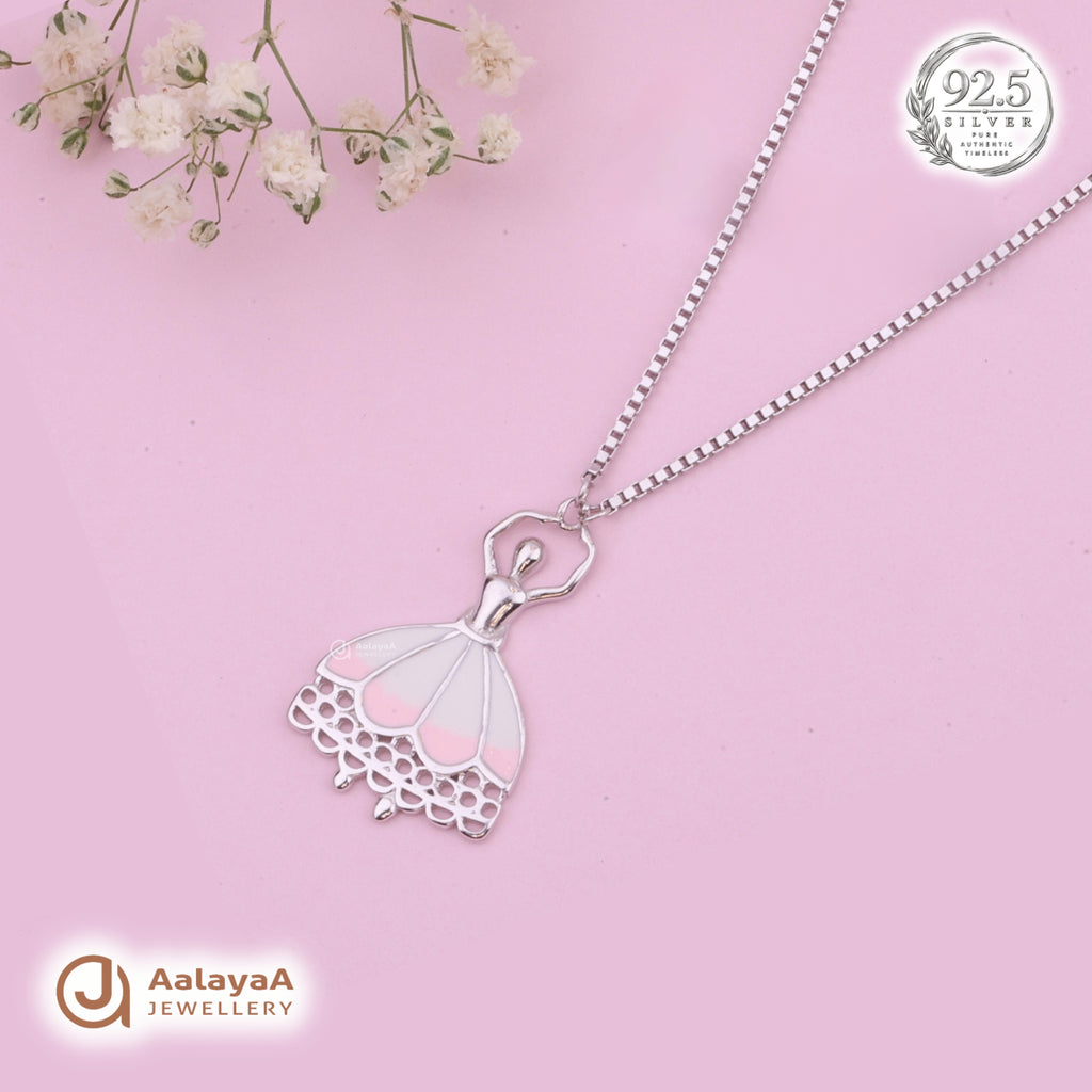 Silver Ballerina Dress Chain Pendant