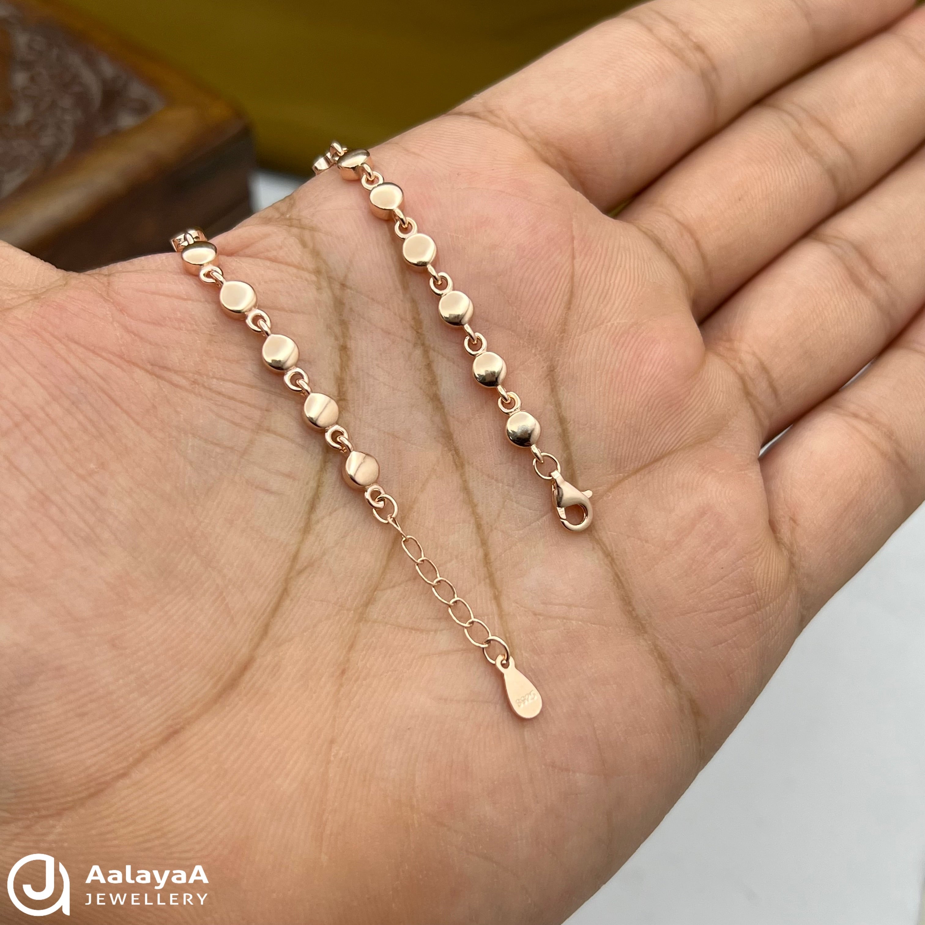 Silver Rosegold Heart with Circle Bracelet