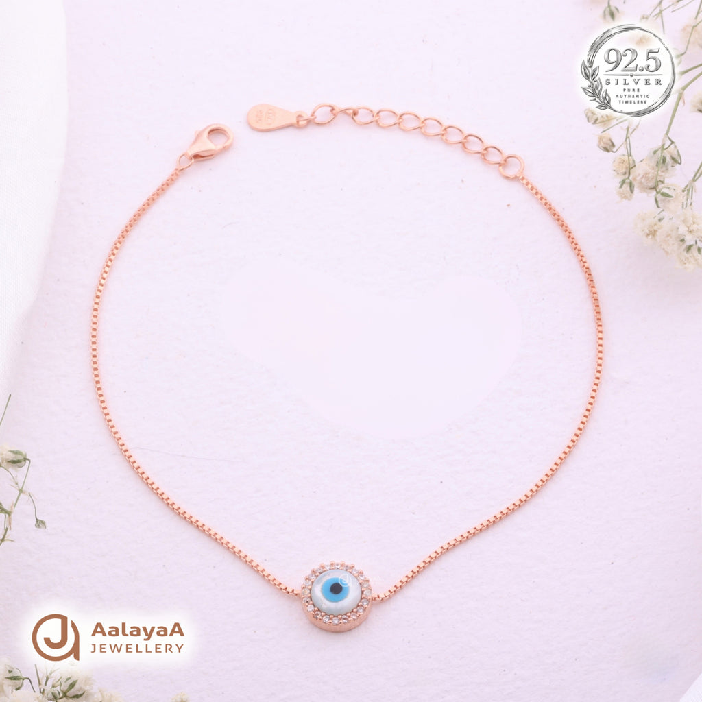 Silver Rosegold Evil Eye Halo Bracelet