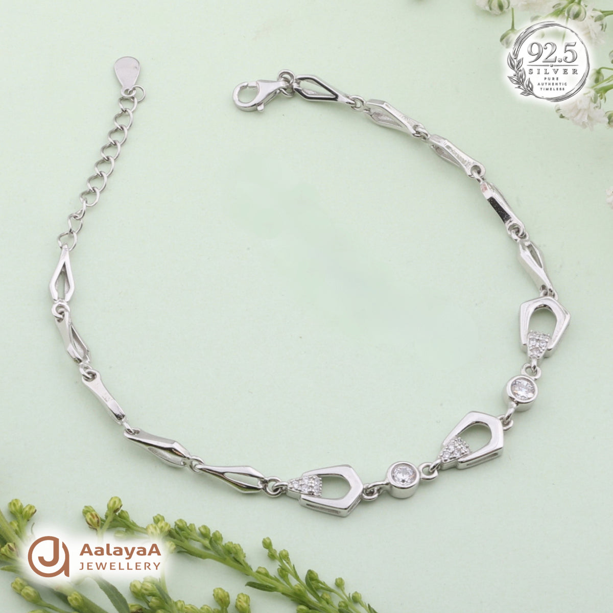 Silver Crystal Teardrop Bracelet