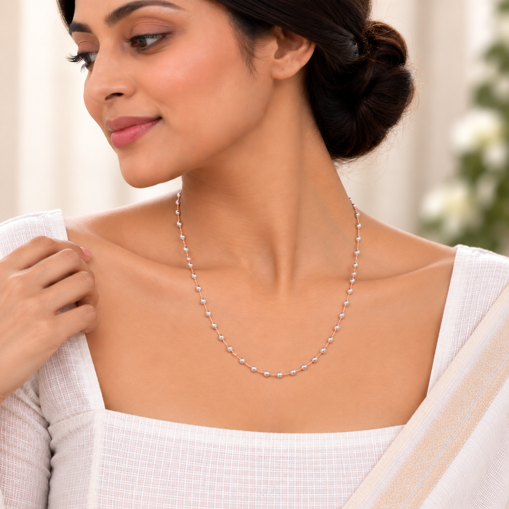Silver Rosegold Radiant Round Bead Chain