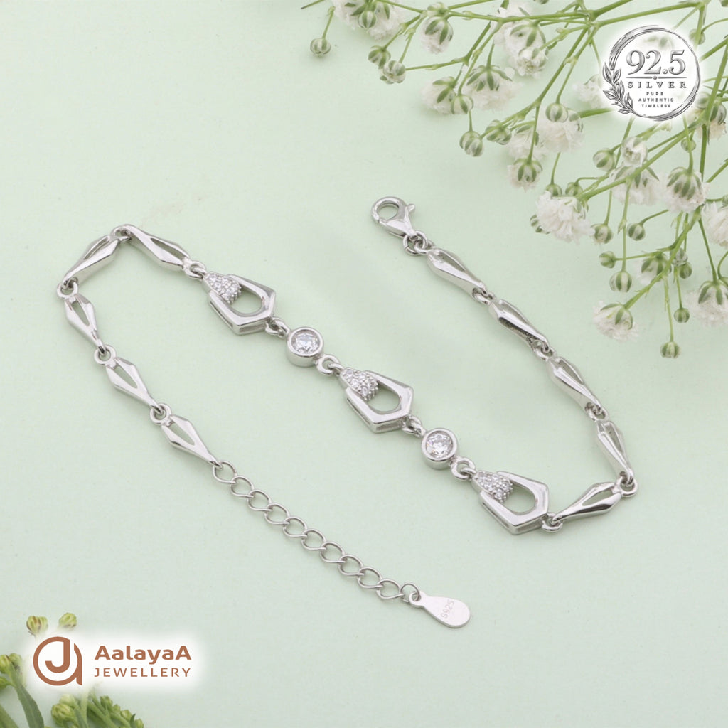 Silver Crystal Teardrop Bracelet