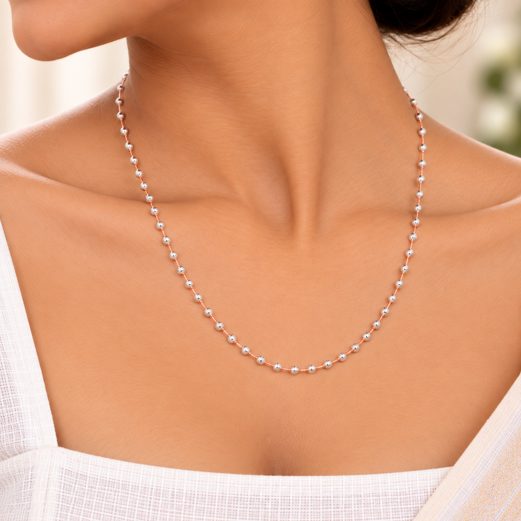 Silver Rosegold Radiant Round Bead Chain