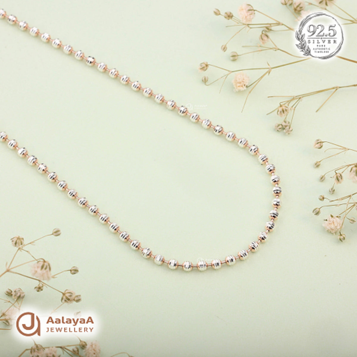 Silver Rosegold Radiant Round Bead Chain