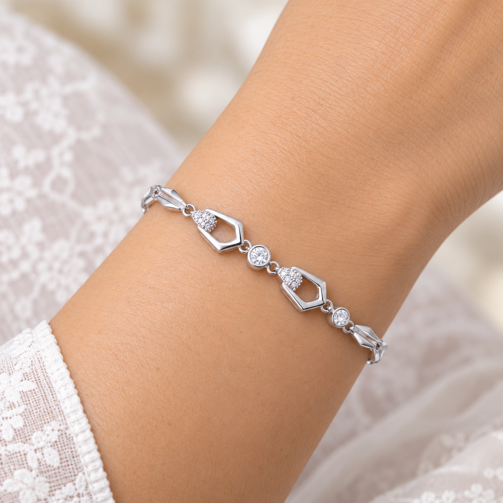 Silver Crystal Teardrop Bracelet