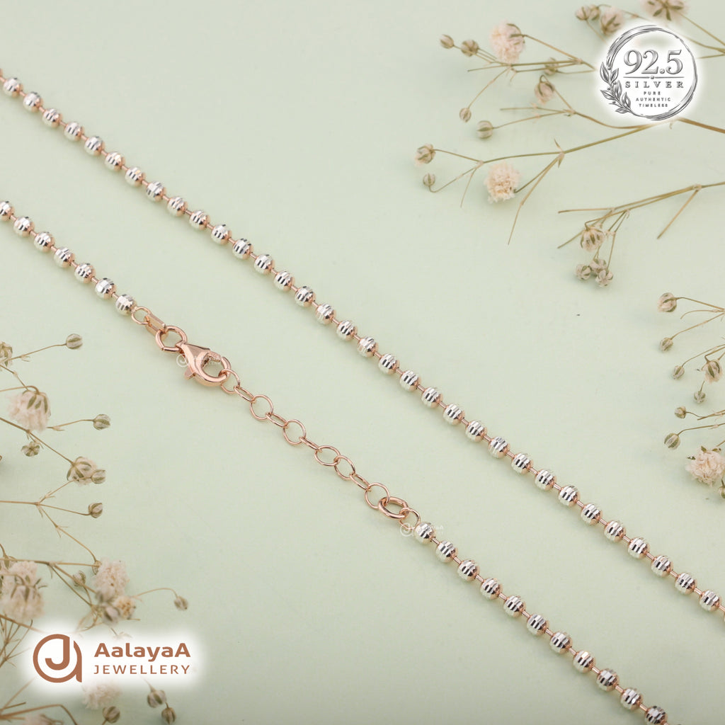 Silver Rosegold Radiant Round Bead Chain