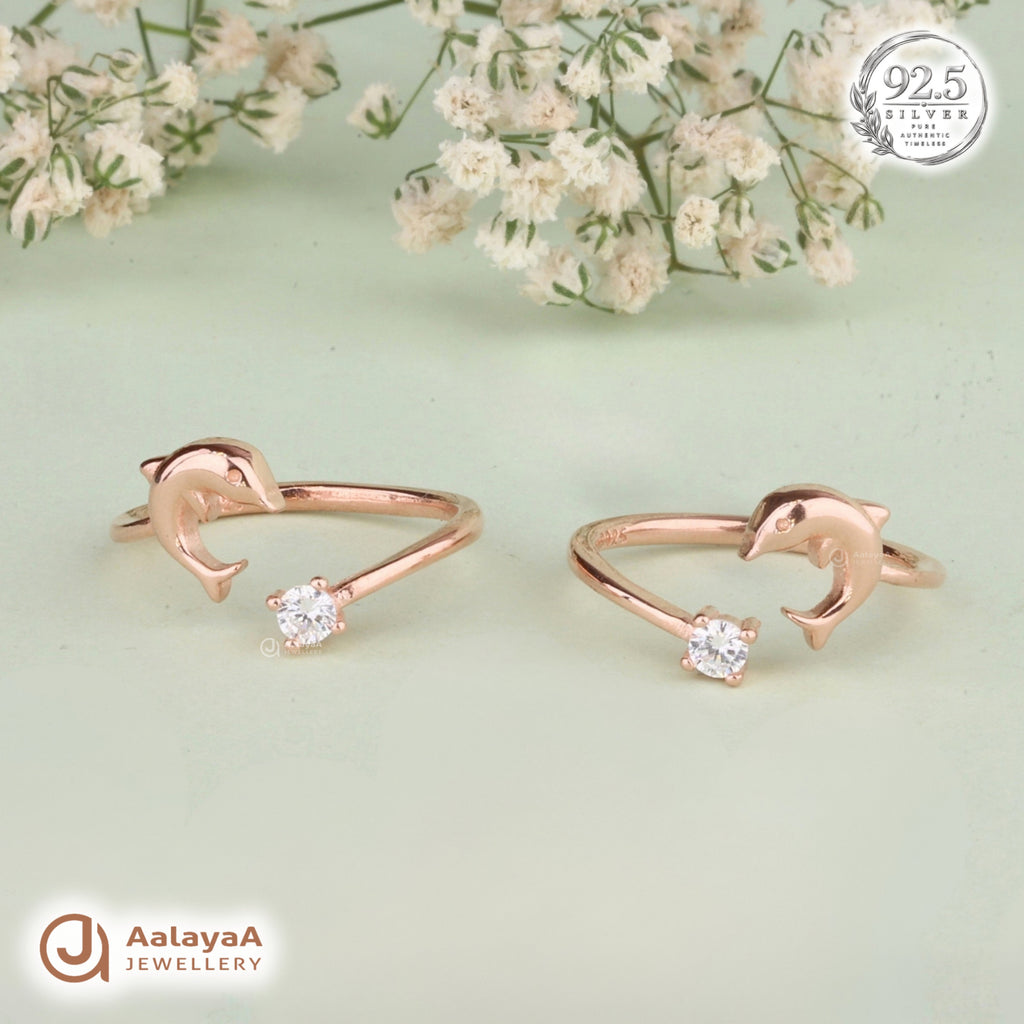 RoseGold Dolphin Spark Toe Ring