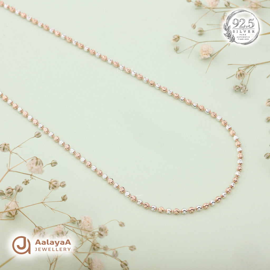 Silver Rosegold Dual Tone Swirl Ball Chain