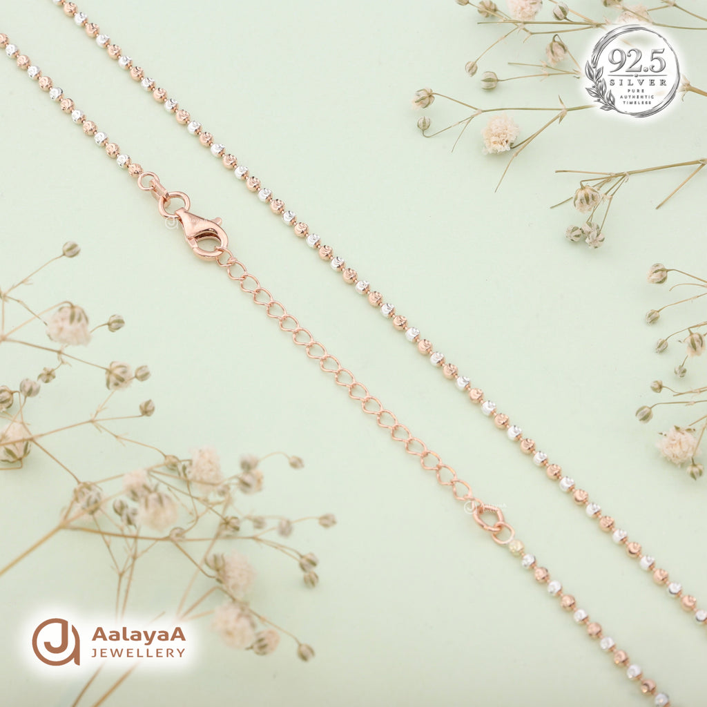 Silver Rosegold Dual Tone Swirl Ball Chain