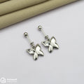 Silver Butterfly Dangle Cartilage Barbell Buguette
