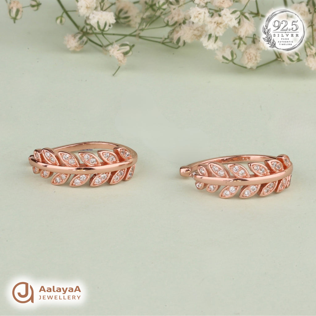 Silver RoseGold Crystal Leaf Toe Ring