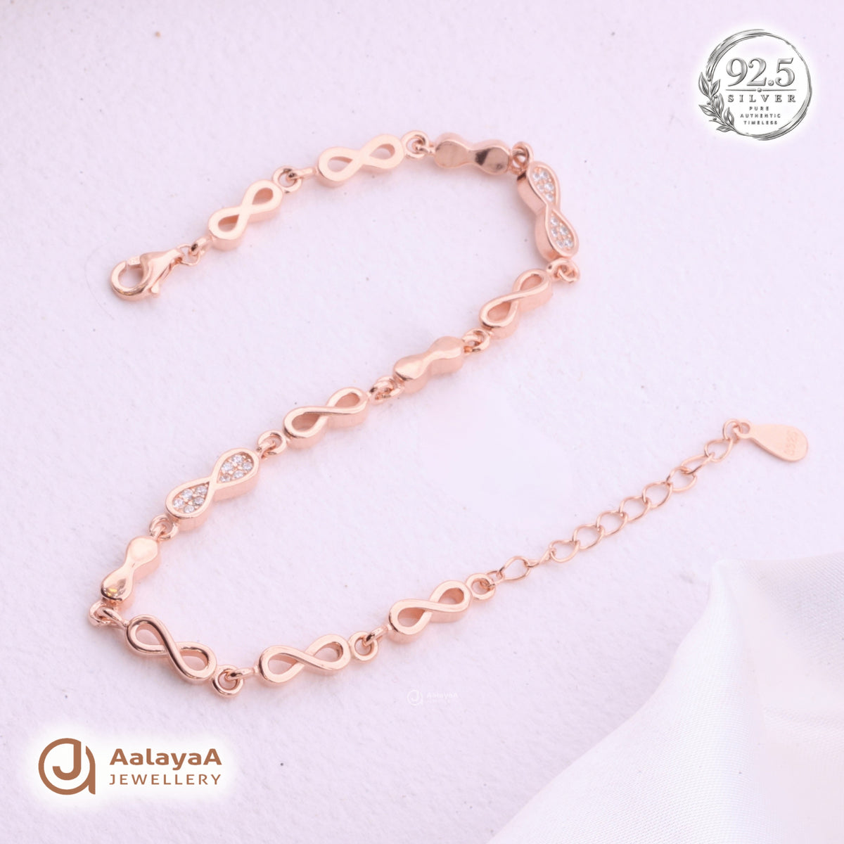 Silver Rosegold Infinity Sparkle Bracelet