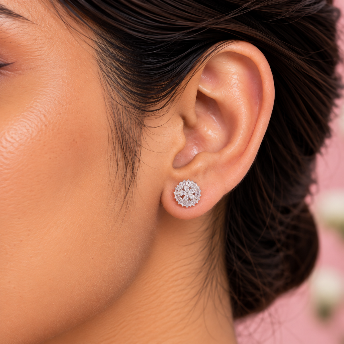 Silver Radiant Bloom Earring