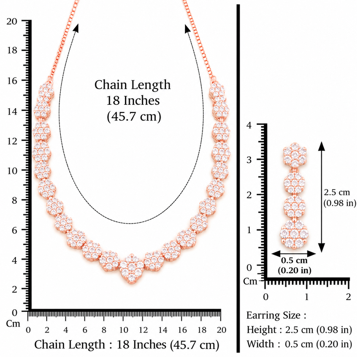 Silver Rose Gold Lumina Cluster Necklace Set