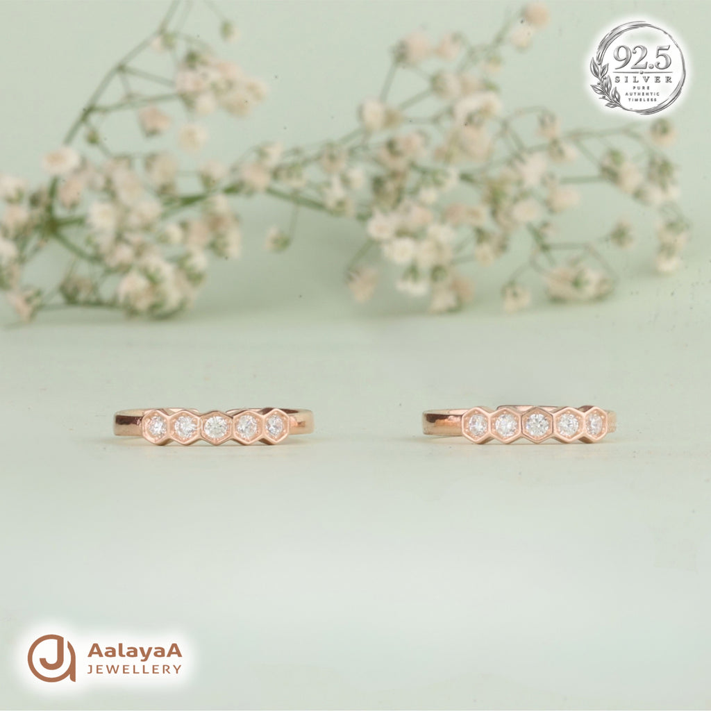 Silver RoseGold Five Stone Sparkle Toe Ring