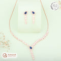Silver Rose Gold Sapphire Elegance Necklace Set