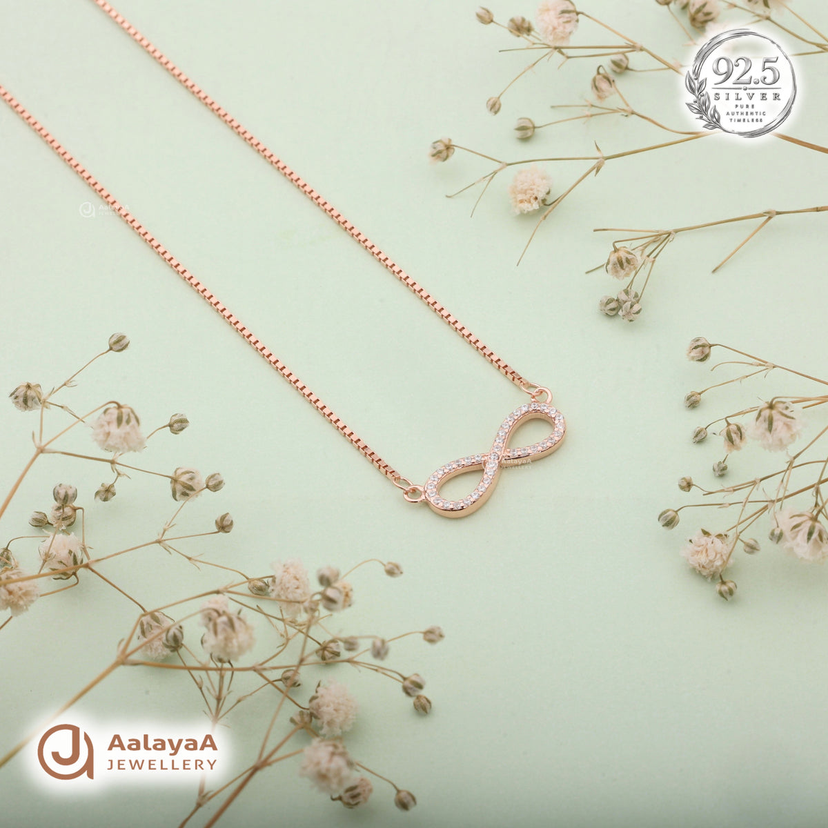 Silver Rosegold Dainty Eternity Chain Pendant