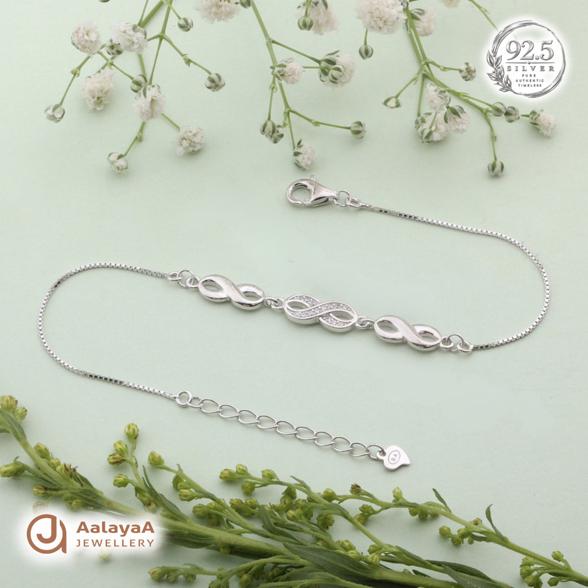 Silver Triple Infinity Bracelet
